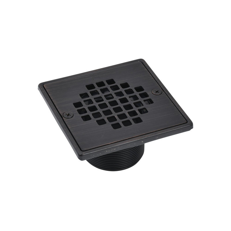 Baril de drain carré en ABS 2 po et crépine à vis en bronze huilé avec anneau, Bronze huilé