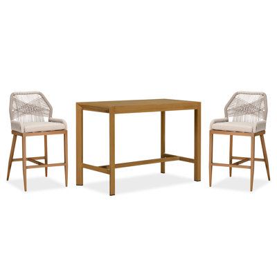 Mahi 2 - Person Metal Patio Dining Set With Rectangular Table , Cushions Included