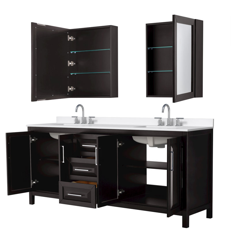 Daria 80'' W Vanity, Polished Chrome, Brown, Giotto Quartz