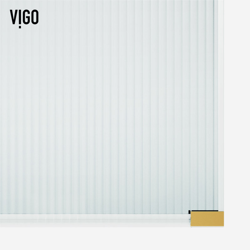 Arden 34" W x 78" H Frameless Fixed Shower Screen with 3/8" Glass, Matte Brushed Gold Fluted