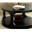 Table basse de style transitionnel à finition ronde noire antique avec structure de rangement 1pc et tablette de rangement I Non