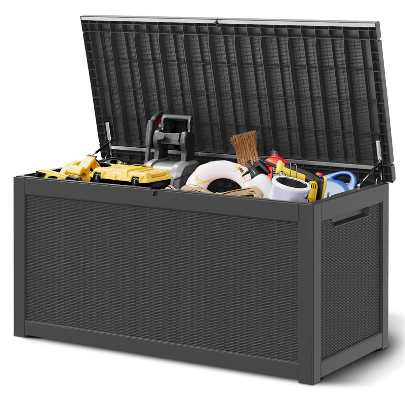 270 Gallon Durable Waterproof Resin Deck Box, 33.8" H x 67.7" W x 32.2" D, Black