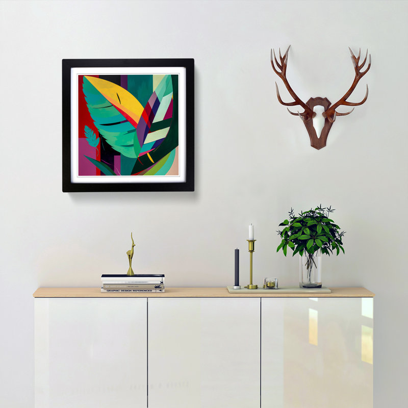 Tropical Leaf Suprematism No.7 - Framed Print, Black