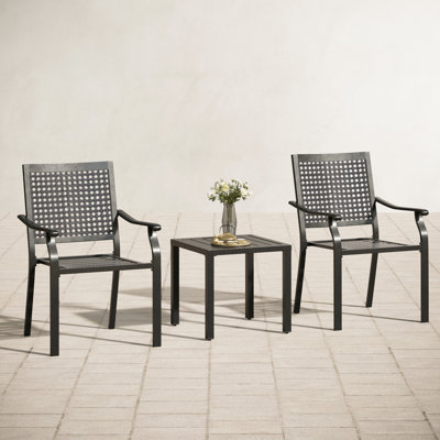 Alyah 2 - Person Stainless Steel Patio Dining Set Square Table