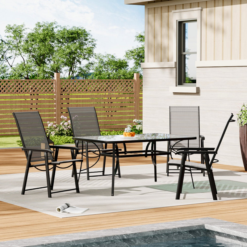 Grace-Leigh Square Table Set, 72cm H x 80cm W x 120cm L, Yes, Brown/Beige
