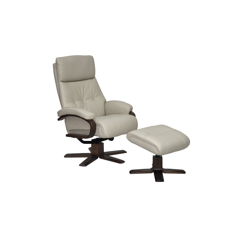Comacho 75.6cm Wide Swivel Standard Recliner, Mushroom, Dark Brown Wood