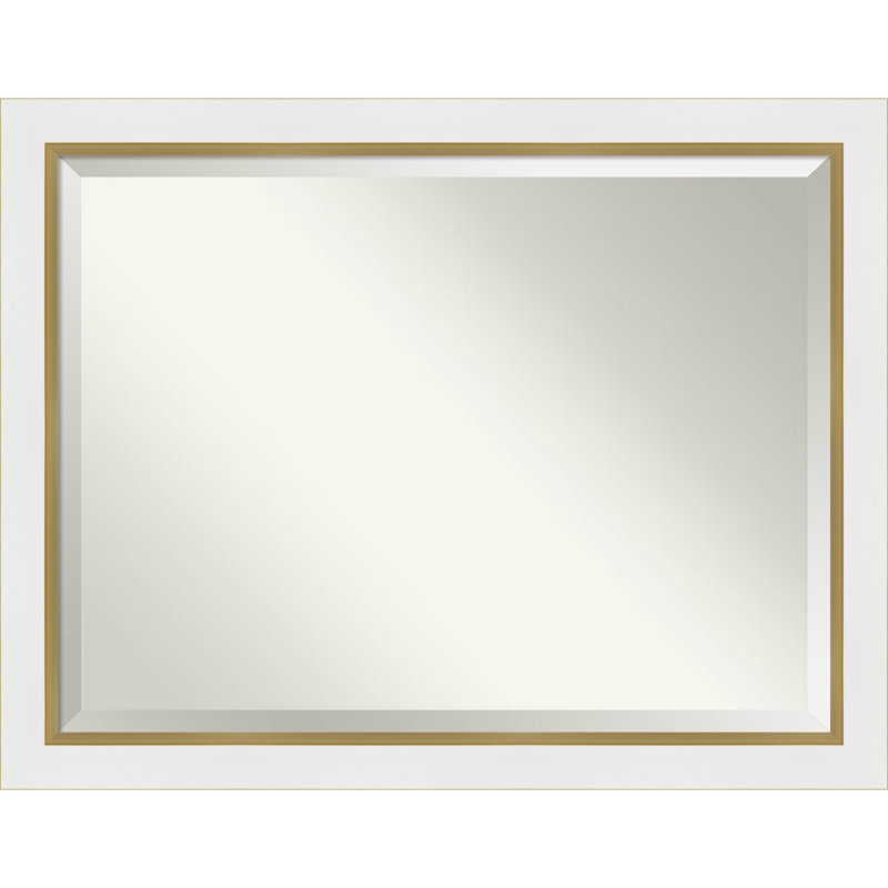 Quade Mirror, 45" x 35", Satin White/Gold