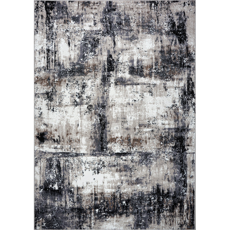 Tapis gris / noir Emerence, Rectangle 2 pi 7 po x 4 pi 11 po