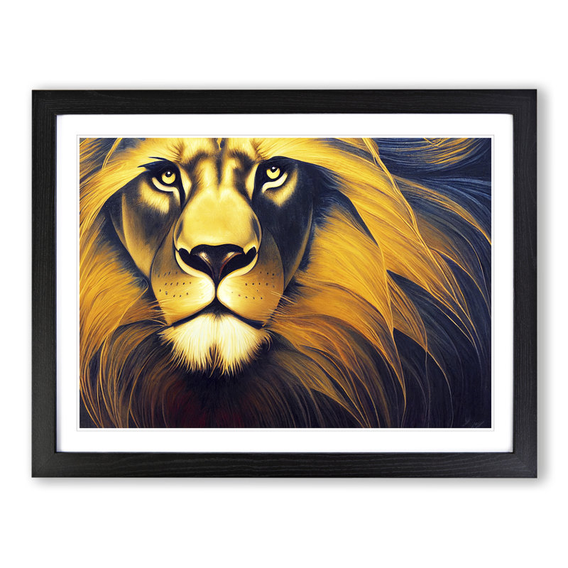 Invigorating Lion - Framed Print, Black, 46cm H x 64cm W x 2cm D