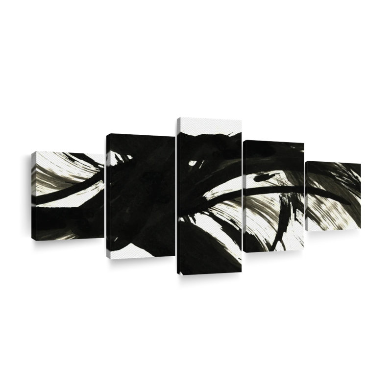 Strokes And Lines Dark Abstract 5 pièces, H 42 po x l 92 po x P 1,25 po