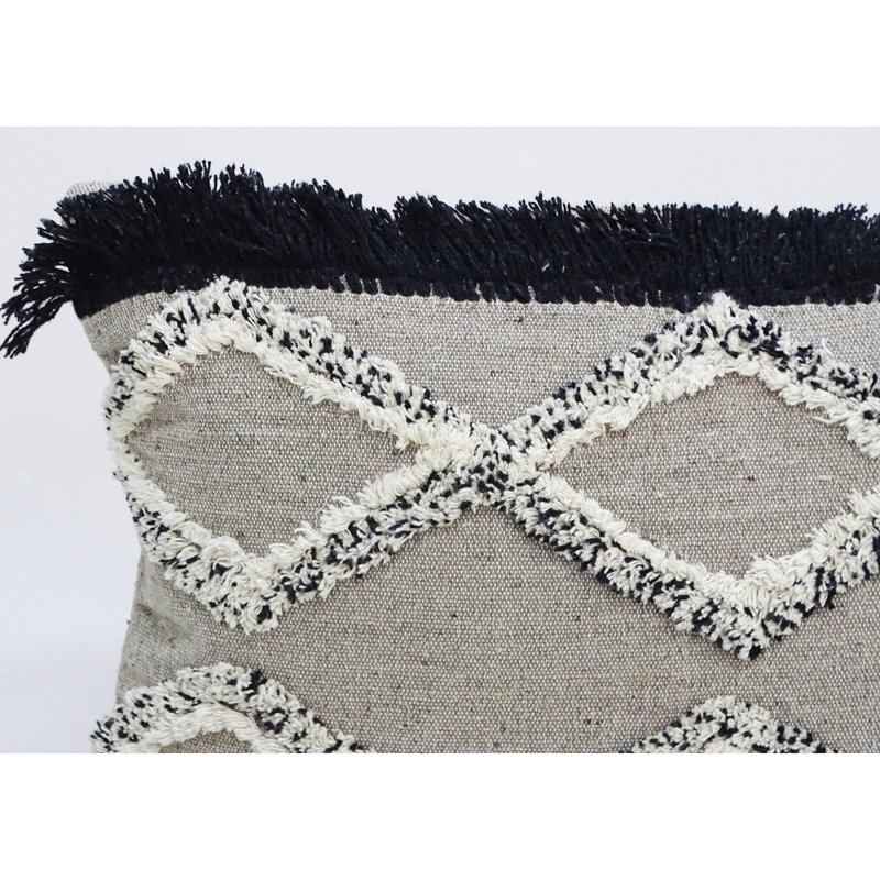 Bhawna's Fusion Fringed Cotton Blend Throw Pillow