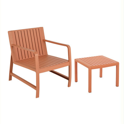 Ensemble de meubles d'intérieur / extérieur 2 pièces 1 chaises et 1 table basse Matériau PP imperméable - Ensemble de conversation pour patio facile à assembler