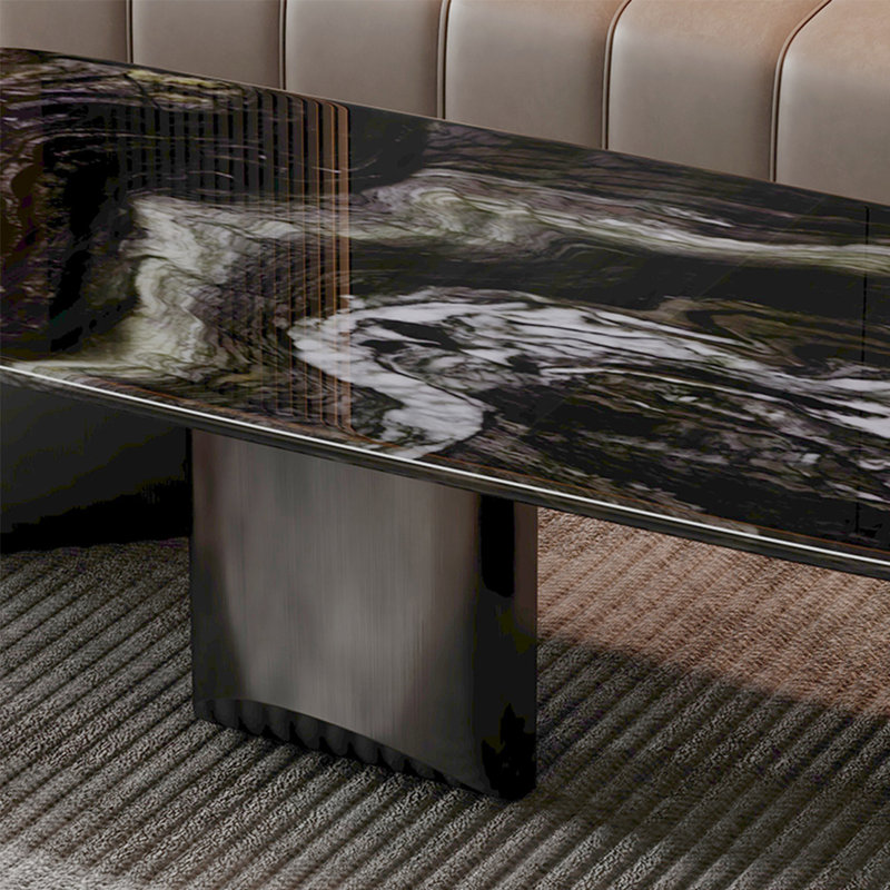 Rectangular super crystal stone coffee table, 14.6" H x 63" L x 35.4" W