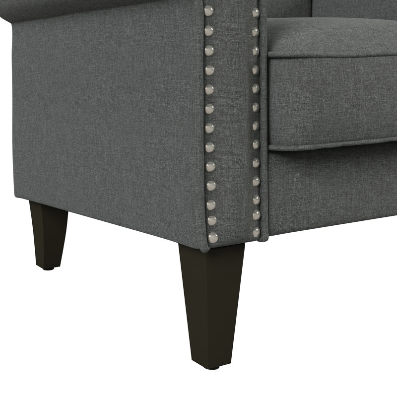 Fauteuil l 34 po Artturi, Polyester noir anthracite et brun clair à motif t