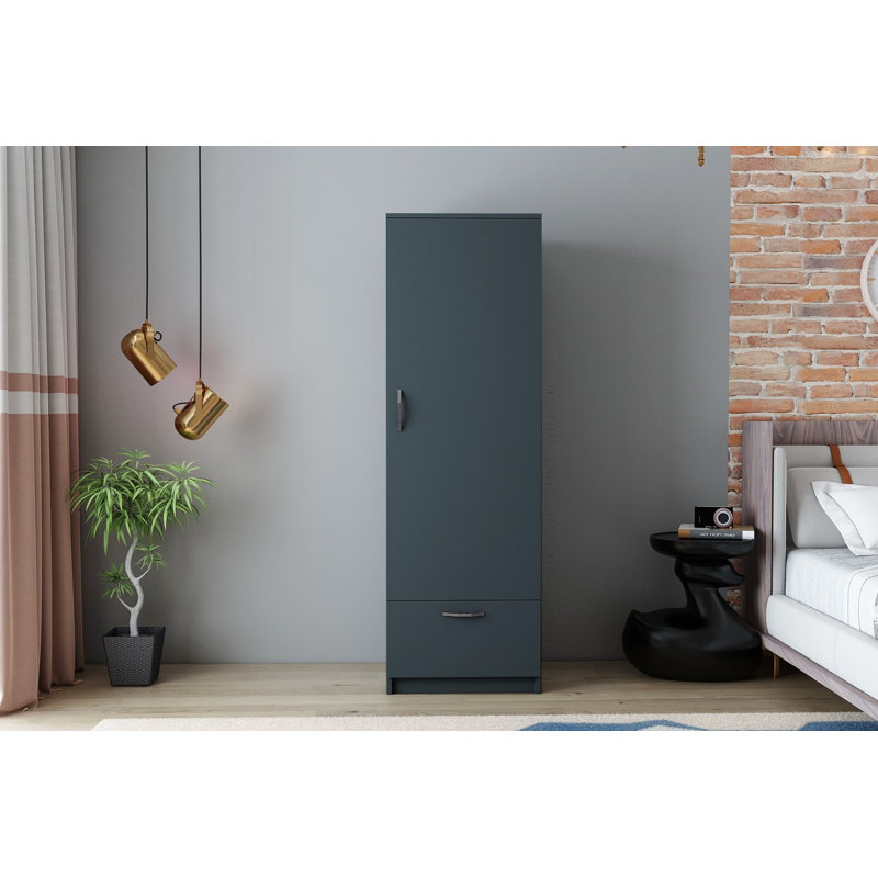 Harelda 1 Door Manufactured Wood Wardrobe, Anthracite