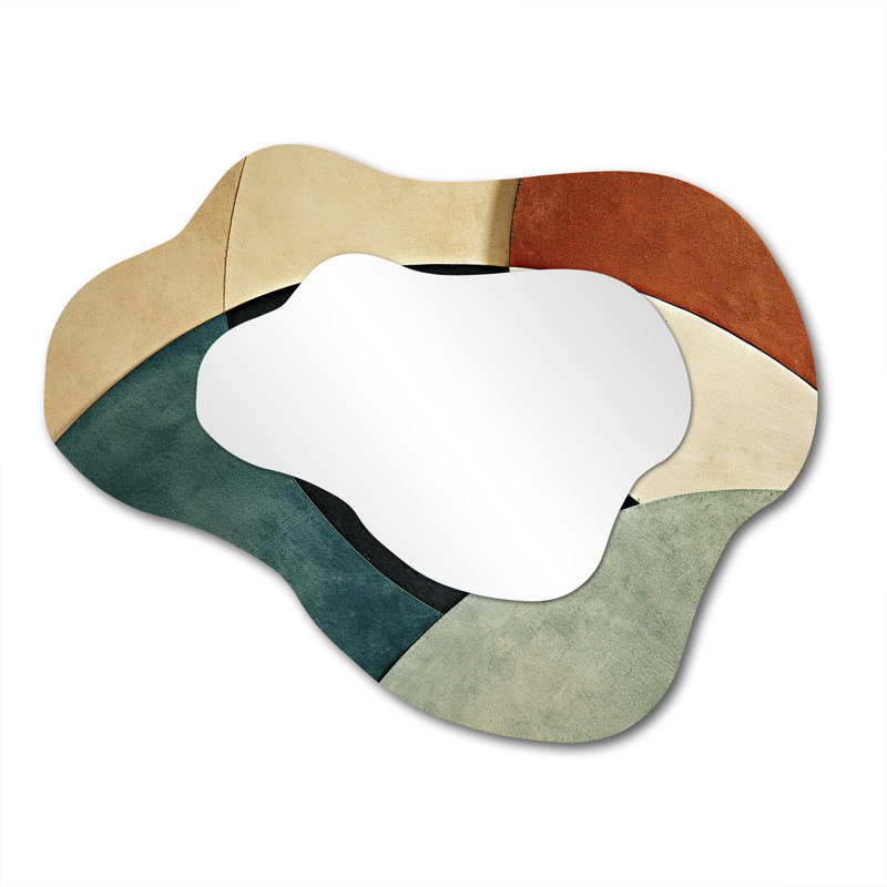 Velmo Abstract Echoes swirls 1 - Abstract Collages Asymmetrical Wall Mirror, Modern Cloud Decorative Mirror, Printed Metal Art