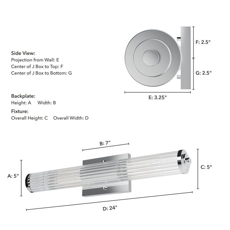2 - Light Dimmable Vanity Light, Chrome