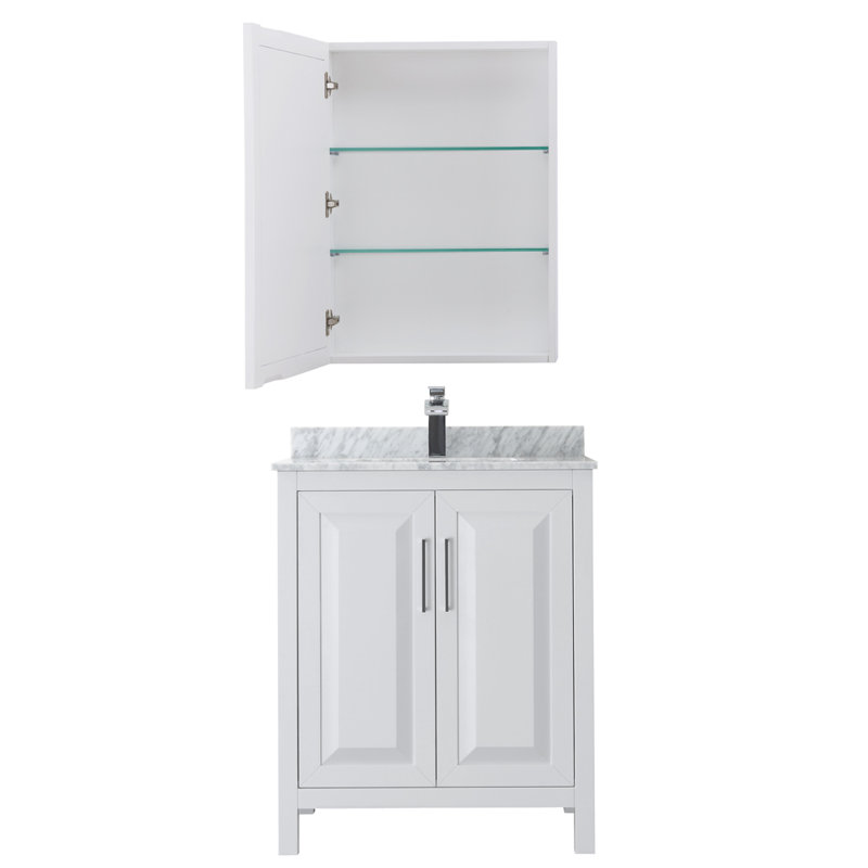 Daria 30'' W Single Vanity, White Cultured Marble, White, Matte Black
