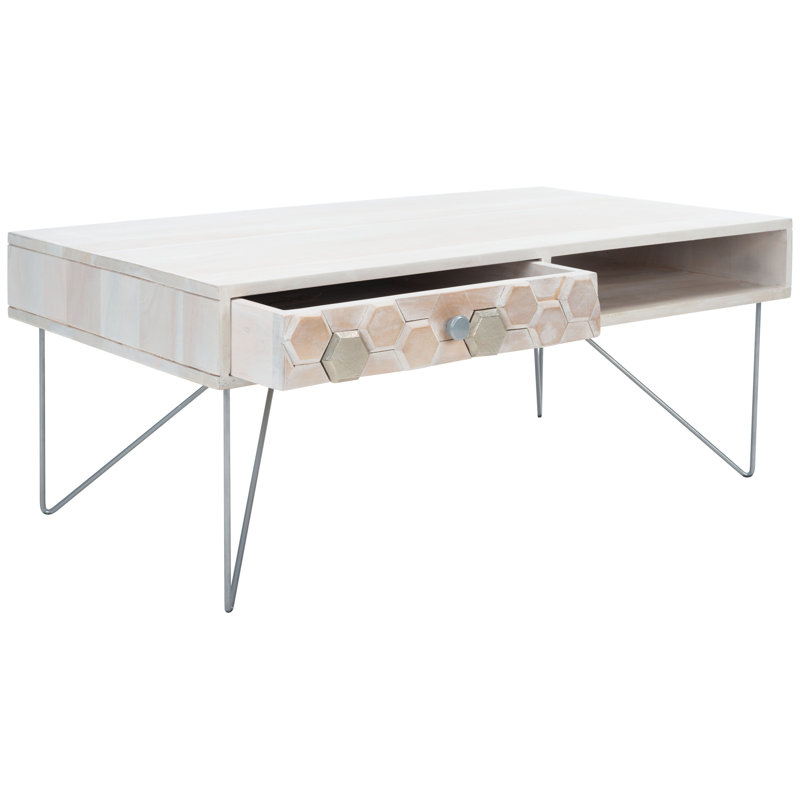 Solid Wood Top Coffee Table, Silver