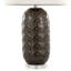 Lampe de table contemporaine L 18 po x l 18 po x H 30,5 po Base en céramique et cristal transparent craquelé gris foncé nickel brossé Abat-jour tambour en lin gris 1pc