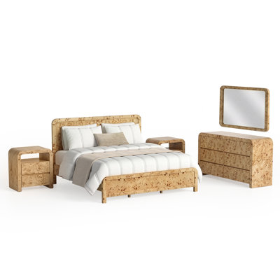 Ensemble de chambre à coucher en bois de ronce 5 pièces Cora