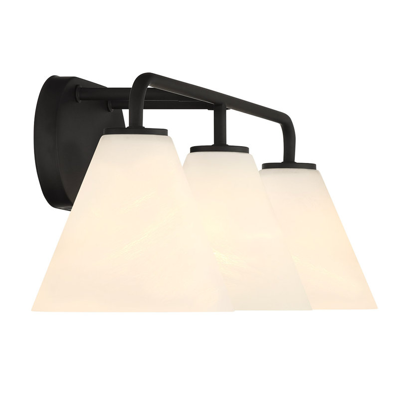  Blair 3-Light Bathroom Vanity Light in Matte Black, 8" H x 25.5" W x 25.5" D, Black, 3 Lights
