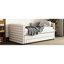Lit de jour simple rembourré en tissu de lin beige avec lit gigogne et 3 tiroirs spacieux, solution de rangement compacte beige, lin à poil court, convient au salon-249793980