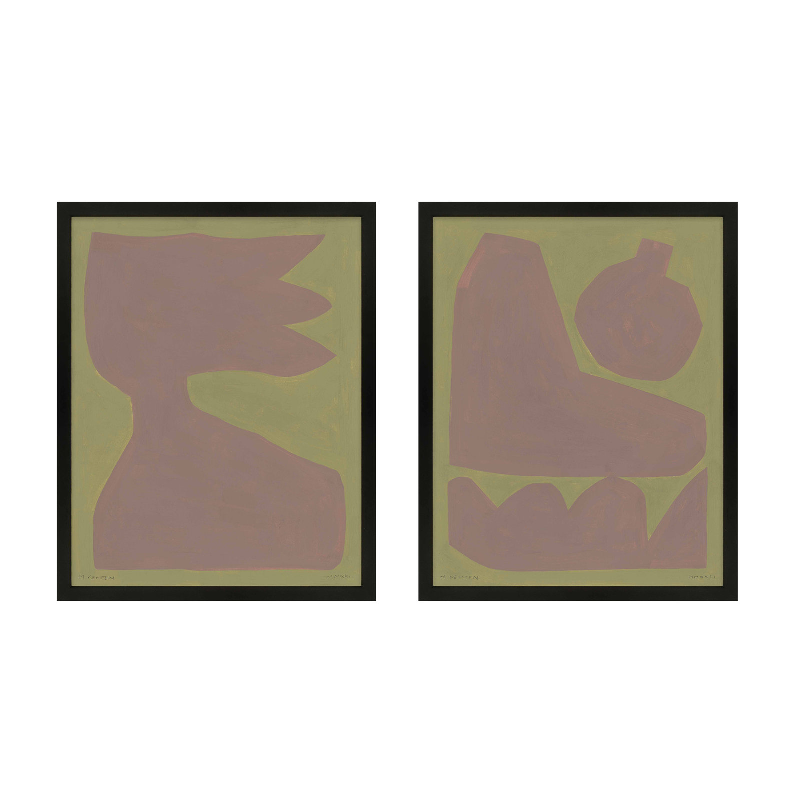 Ash 3 & 4. by Michael Kempen, Black Framed, 38"H x 30"W x 1.25"D
