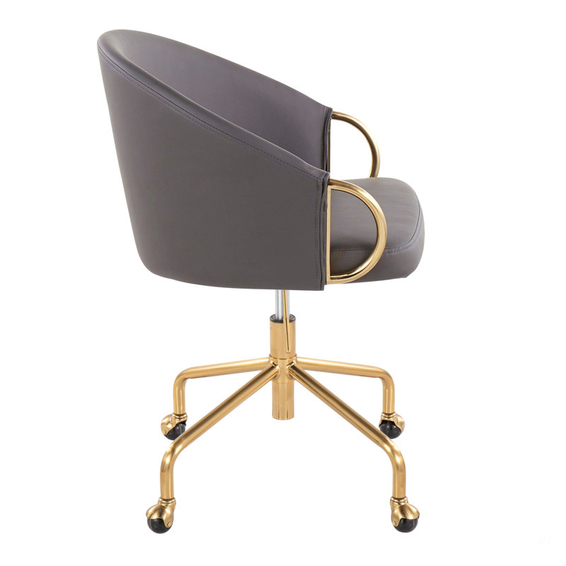 Chaise de travail contemporaine en métal doré, Gris