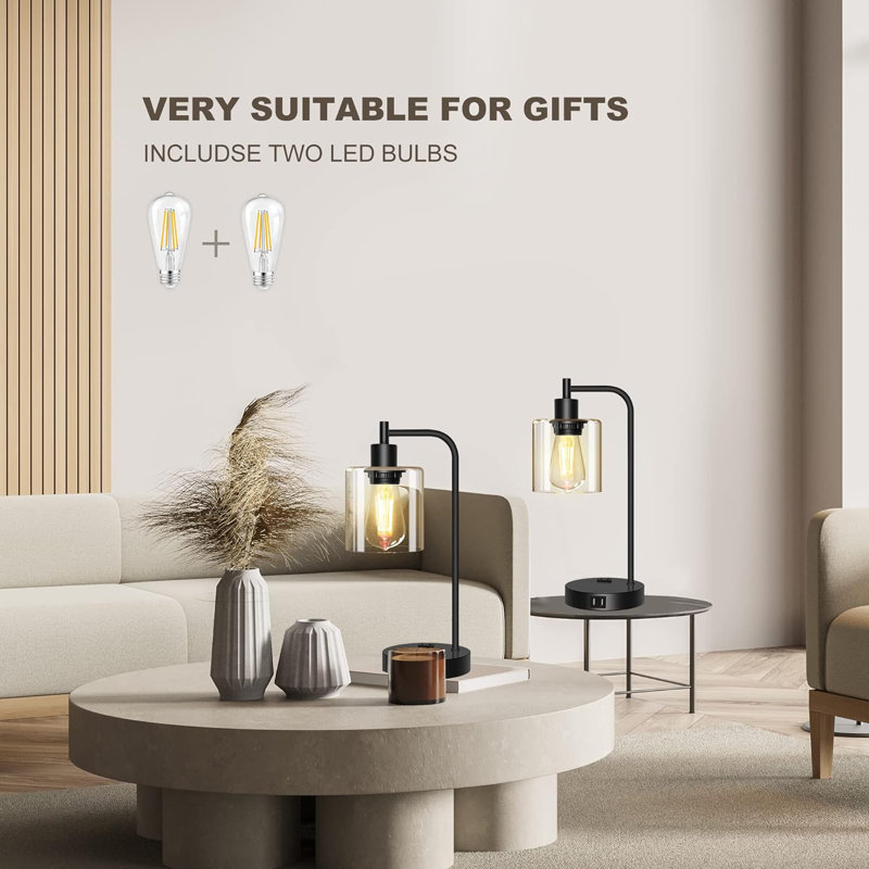 Lampe arquée en métal Lexani USB, Noir