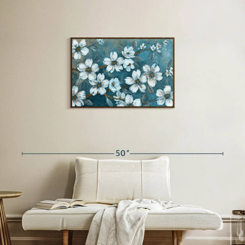 Fleurs du soir, Cadre flottant noyer, 31 po x 21 po