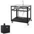 Chariot de barbecue extérieur 35 po avec évier et couvercle en acier inoxydable Feasto