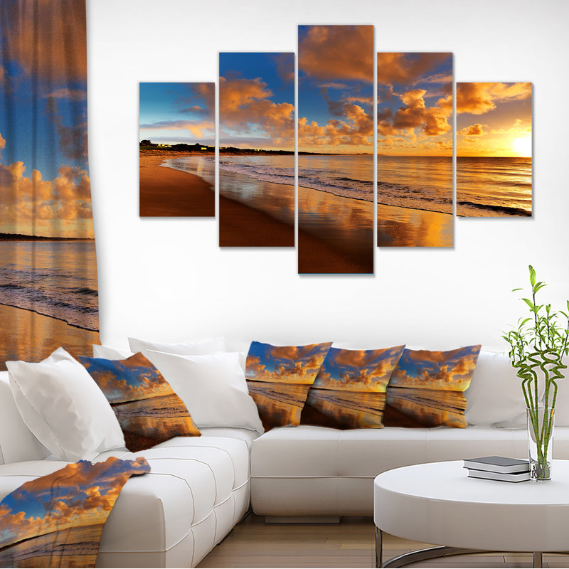 « couleur coucher de soleil sur la plage », reproduction de photo à multiples images sur toile