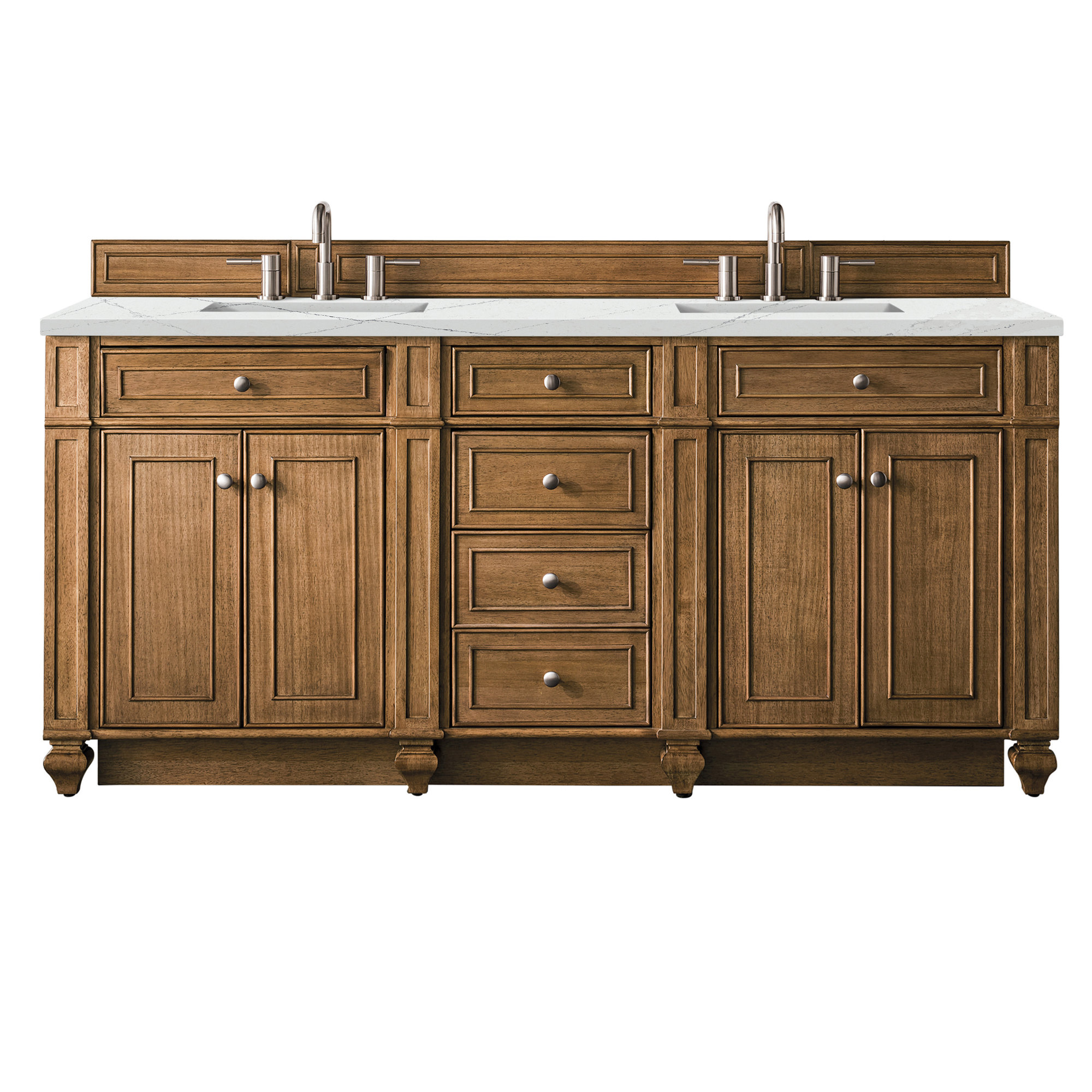 Bristol 72'' W Double Vanity, Ethereal Noctis, 8" Widespread, Saddle Brown