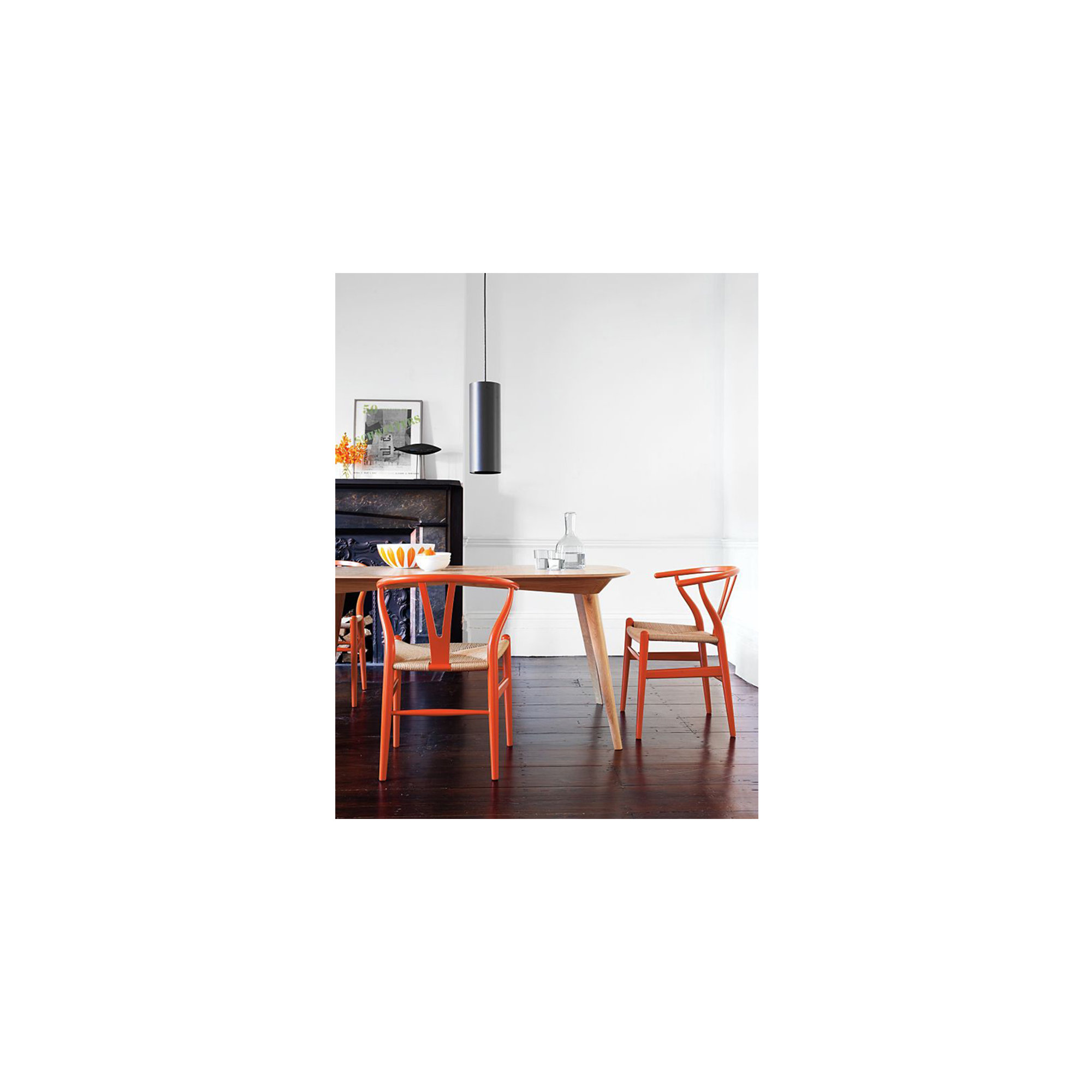 Baruti Wooden Wicker Dining Chair, Orange/Beige
