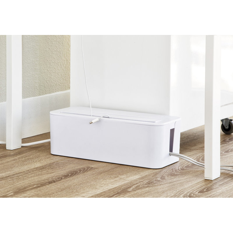 White Plastic Under Desk Cable Management Box