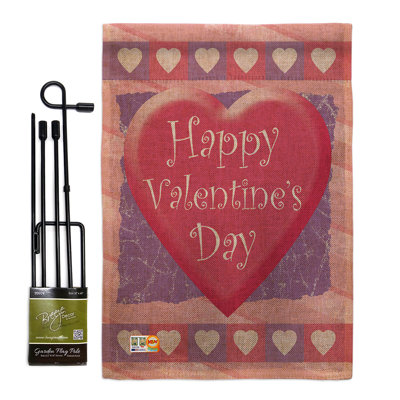 Valentine Heart Burlap Spring Valentines Impressions 2-Sided Polyester 18.5 x 13 in. Garden Flag Set