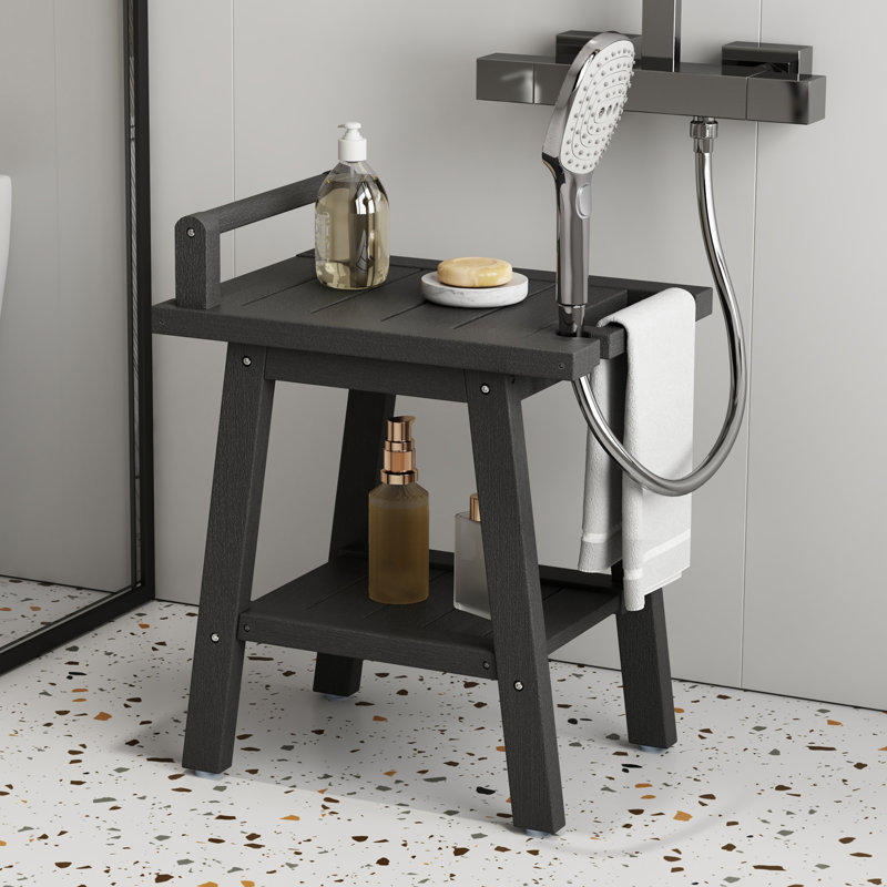 Banc de douche en polyéthylène Natilea, H 20 po x l 16 po x P 12 po, Noir / Noir