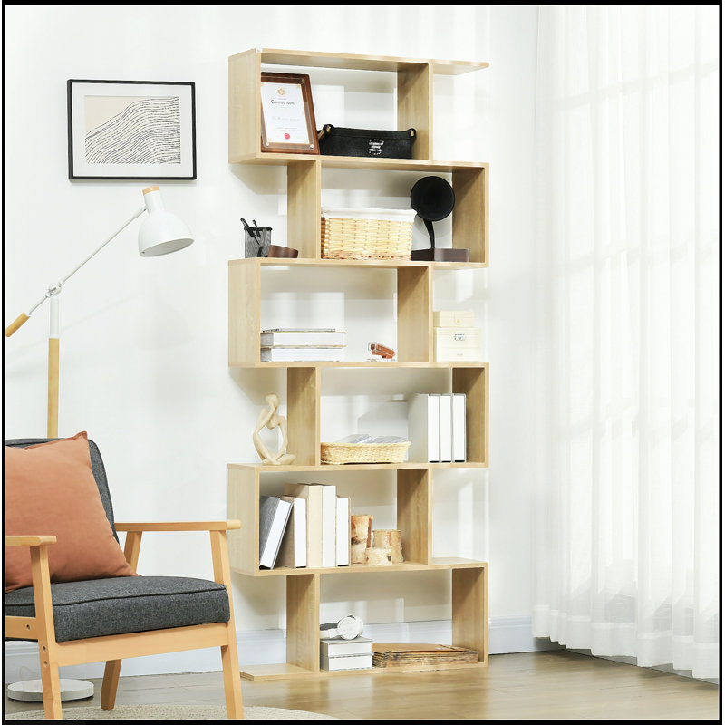 HOMcom H 75,5 "H Bibliothèque 6 tablettes en forme de S
