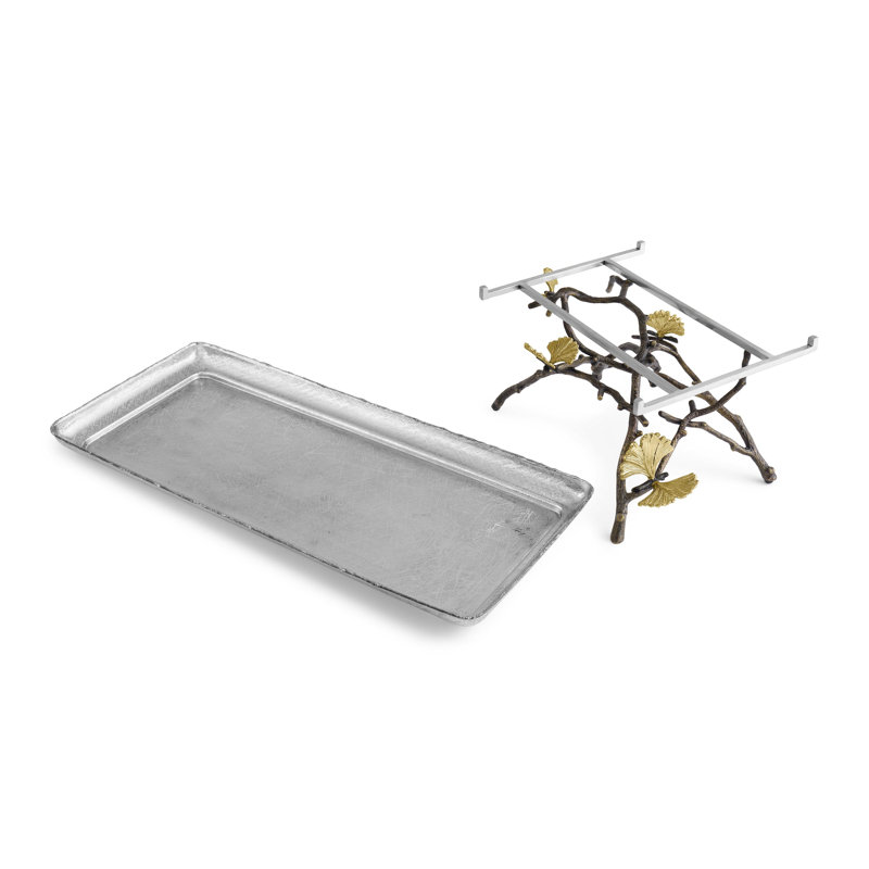 Butterfly Ginkgo Footed Tray, 6.75" H x 18" W x 12" D