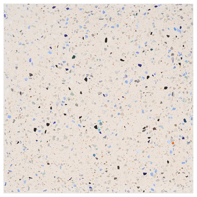 Durham Glass 16.14 In. X 16.14 In. Polished Terrazzo Floor And Wall Tile (3.61 Sq. Ft. / Case), Blue/Black/Beige