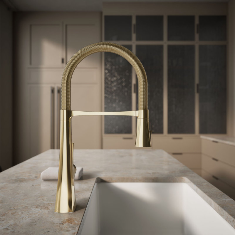 Graze Single Handle Kitchen Faucet with 21-9/16" Spout, Vibrant French Gold