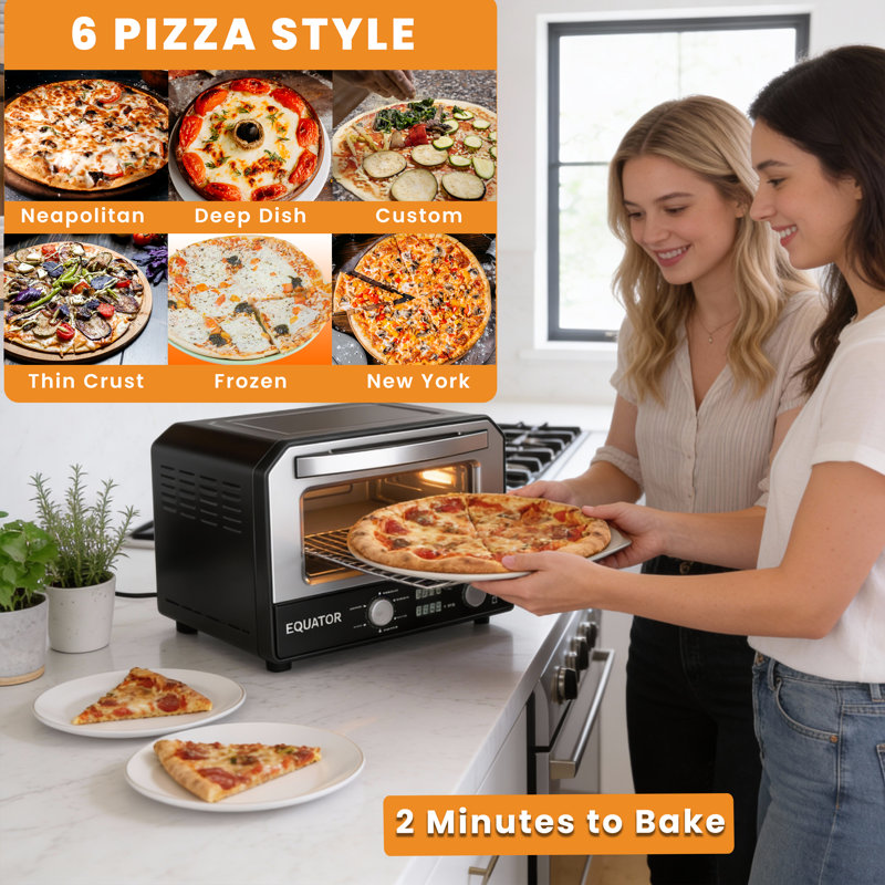 Équateur 0,5 pi cu Four à pizza intérieur / extérieur avec cuisson de pierre authentique - cuit des pizzas de 12 pouces, 6 modes préréglés, des réglages personnalisés et des accessoires pour une véritable saveur de pizza à la maison