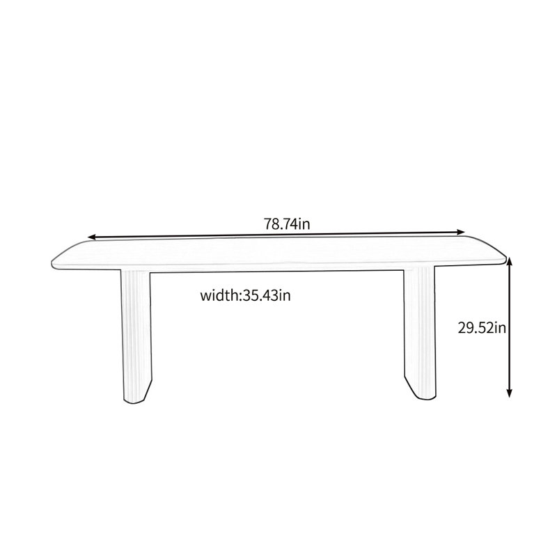 Minimalist solid wood dining table, Black, 29.52"H x 78.74"L x 35.43"W