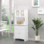 Élégant buffet avec rangement de cuisine, tablettes réglables, finition blanche, pour un four à micro-ondes spacieux, élégant