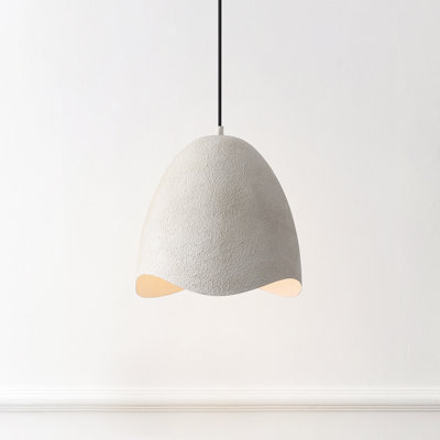 Luella 11.75" 1-Light Bohemian Coastal Adjustable Plaster-Look Organic Scalloped Dome Metal LED Pendant