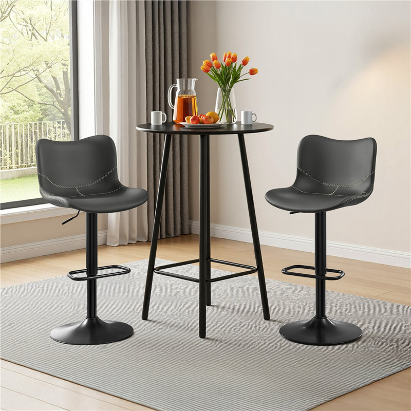 Barabo Swivel Upholstered Adjustable Height Counter Stool, Dark Grey