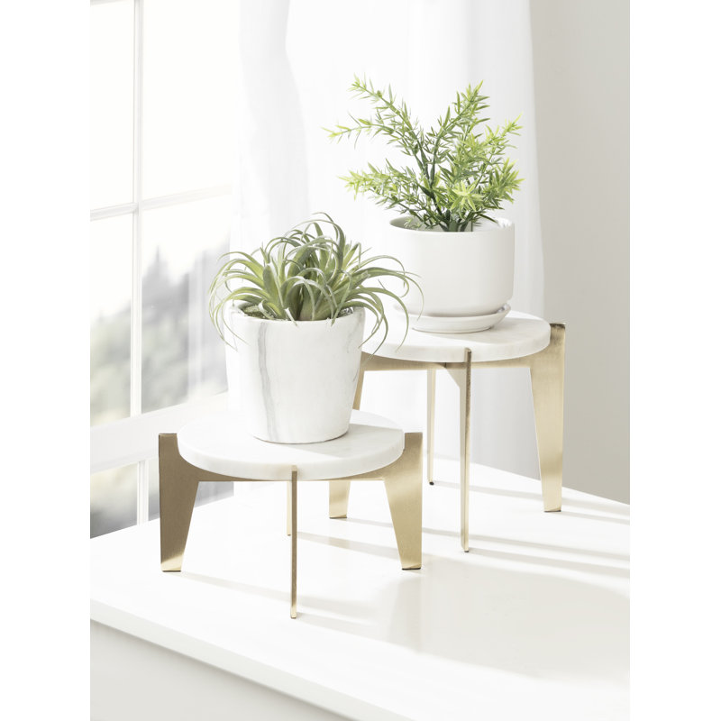 Support pour plante rond 2 pièces Durham, doré