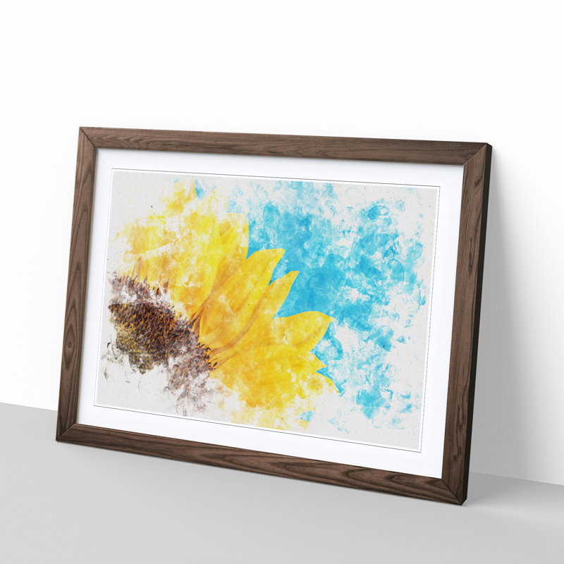 Sunflower at the End of Summer - Picture Frame Graphic Art Print, Walnut Framed, 45cm H x 63cm W x 2cm D