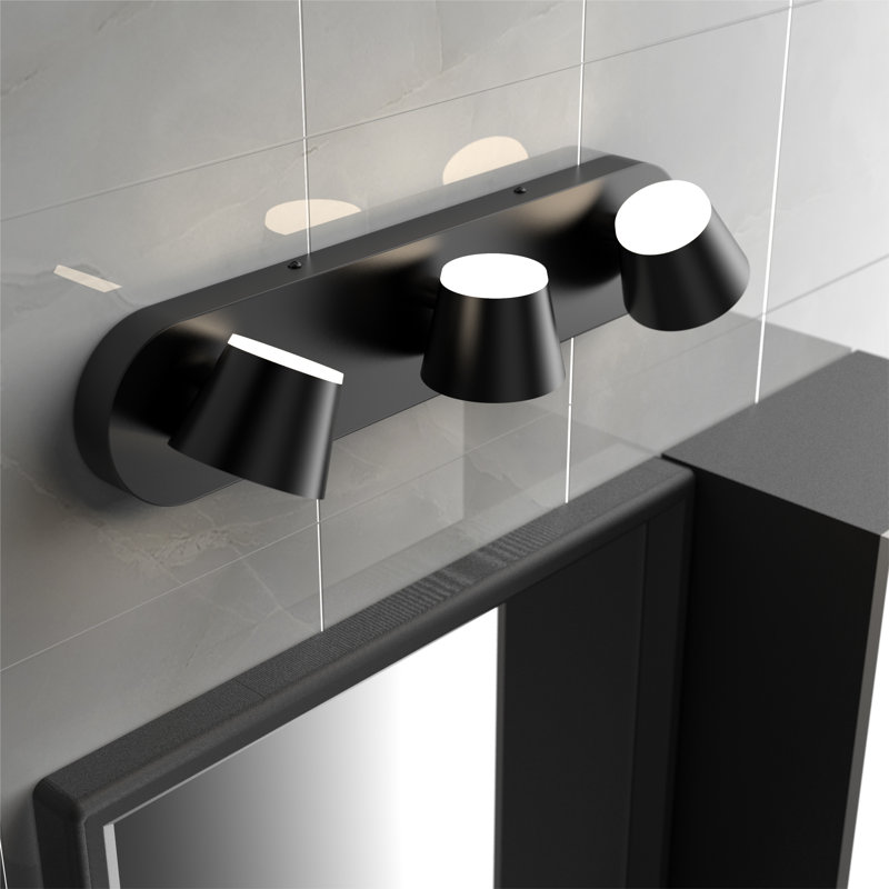 Boze Dimmable LED Vanity Light, Matte Black, 3